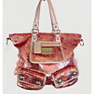 Coach Poppy Limited Ed Sequin Spotlight Pink Tote Bag 13821 READ *Repair Project